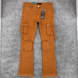Pheelings Jeans Men's 38 Orange NWT Never Look Back Cargo Flare Utility Stretch